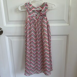 LA Conduct Chevron Dress SZ 5 Rhinestones, pearl buttons